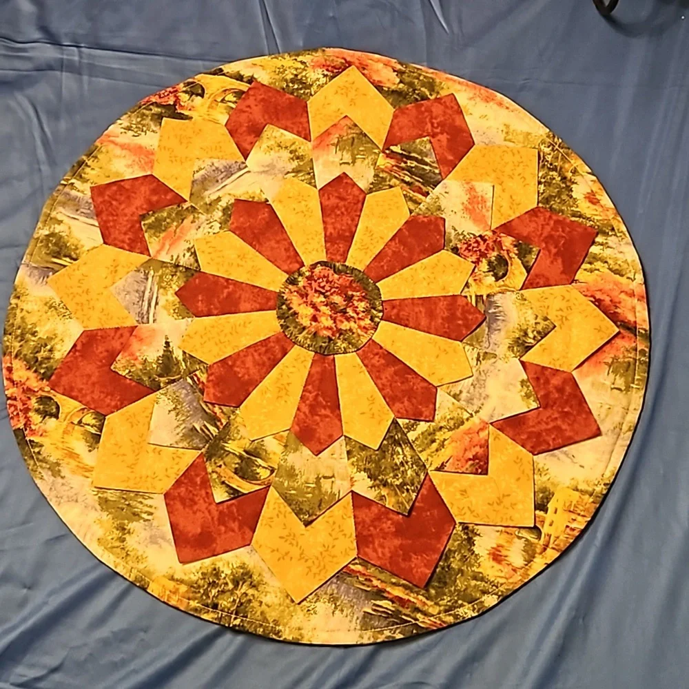 Amish Round Cotton Layered Patchwork Trivet / Hot Pad / Placemat / Pot Holder